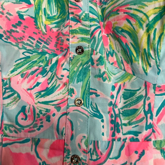 Lily Pulitzer Pink and Green Tropical Dress-size 2 - Picture 3 of 9